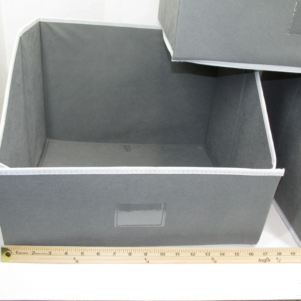 Woffit Set of 3 Linen Gray Closet Organizers 17 x 15 x 12.5